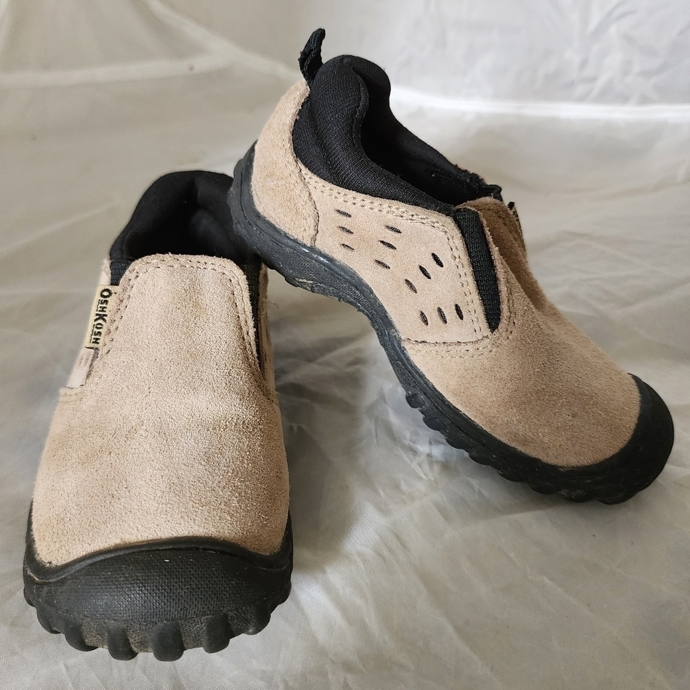 Osk Kosh B'gosh Samuel Infant Size 5 M Tan Leather Slip On Baby Toddler Shoe EUC